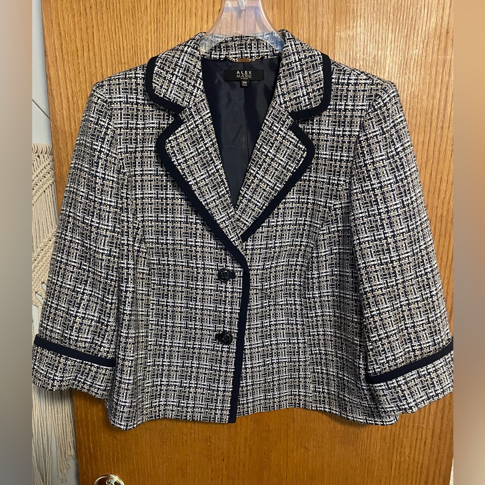 Alex Marie Tweed Houndstooth type Jacket Sz 18W